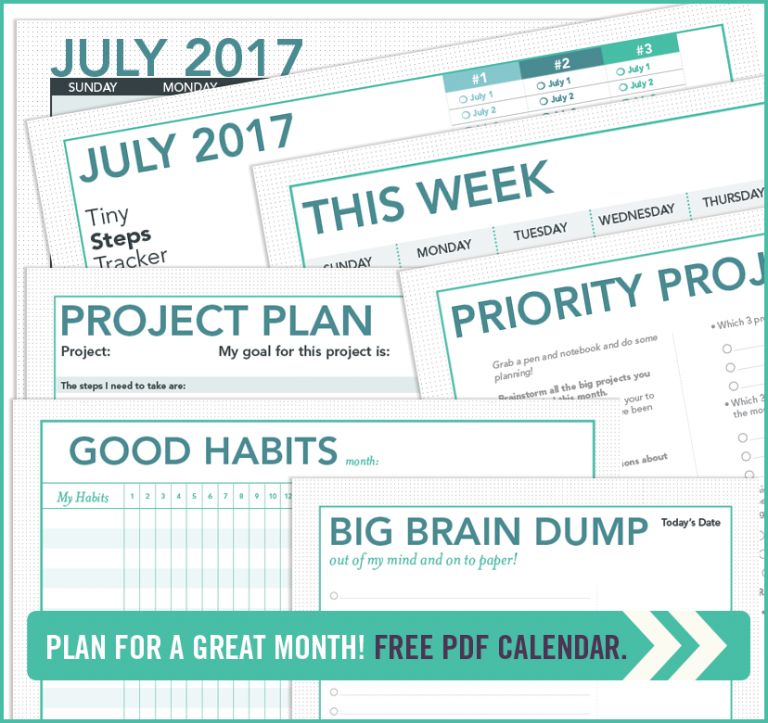Printable Project Planner and Calendar: July 2017 - Jewels Branch