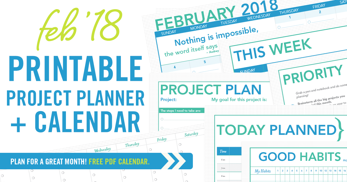 February Calendar and Printable Planner