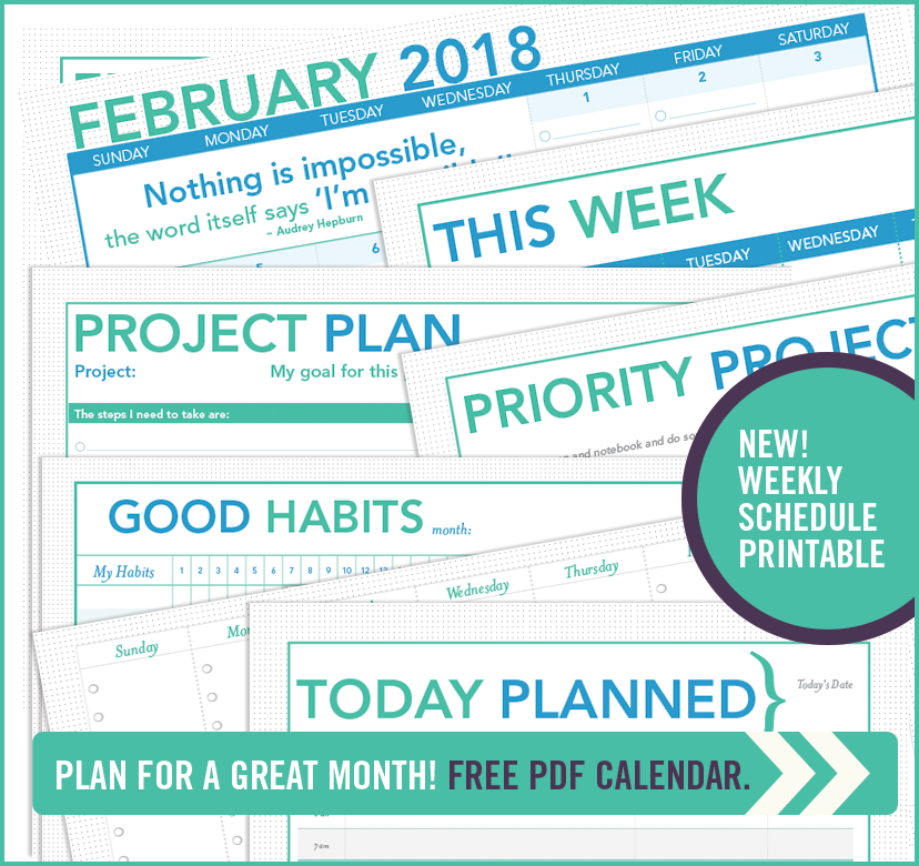 February Calendar and Printable Planner