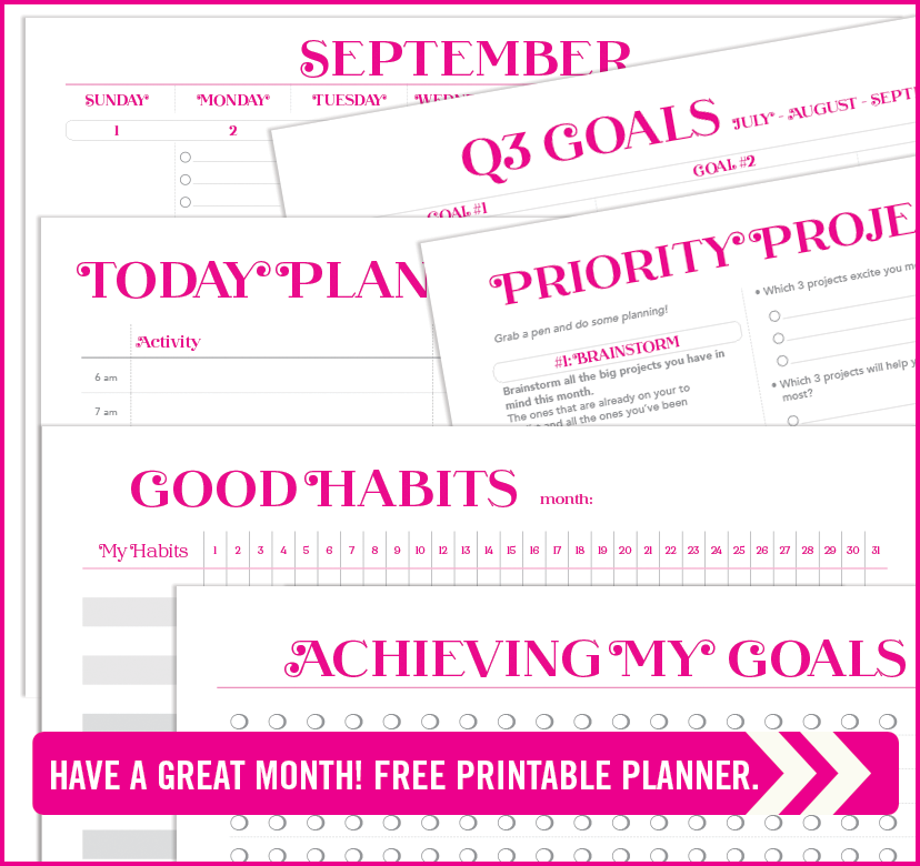 monthly project planner for September